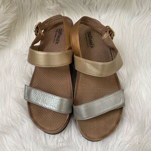 Softwalk silver gold metallic wedges sandals 7 1/2